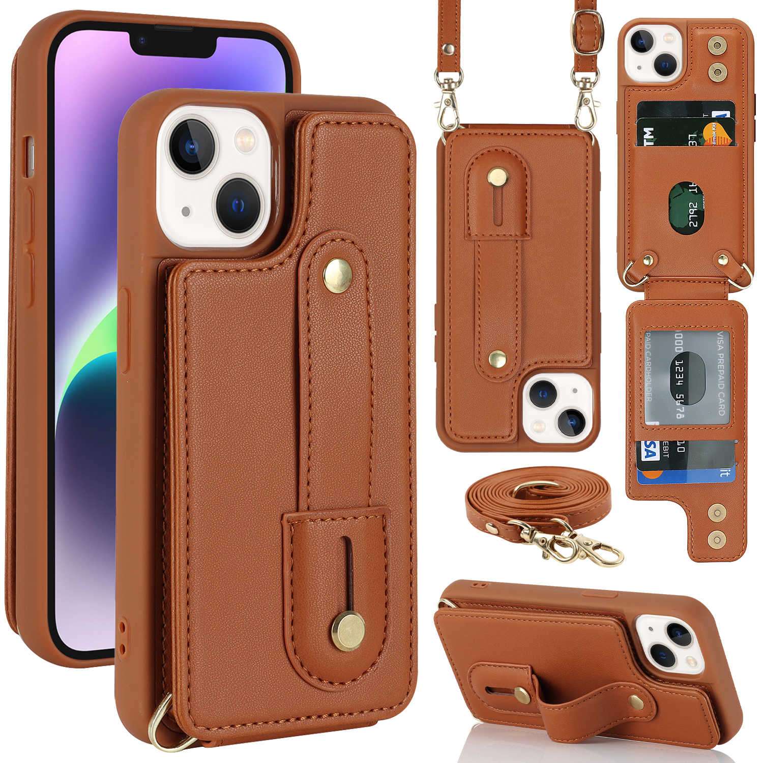 手帳型スマホケース 多機能クロスボディiphoneケース