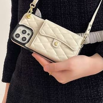 手帳型スマホケース キルティングレザー風ウォレットiPhoneケース