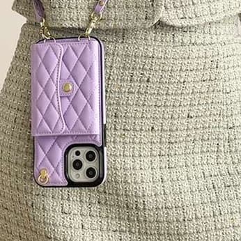 手帳型スマホケース キルティングレザー風ウォレットiPhoneケース