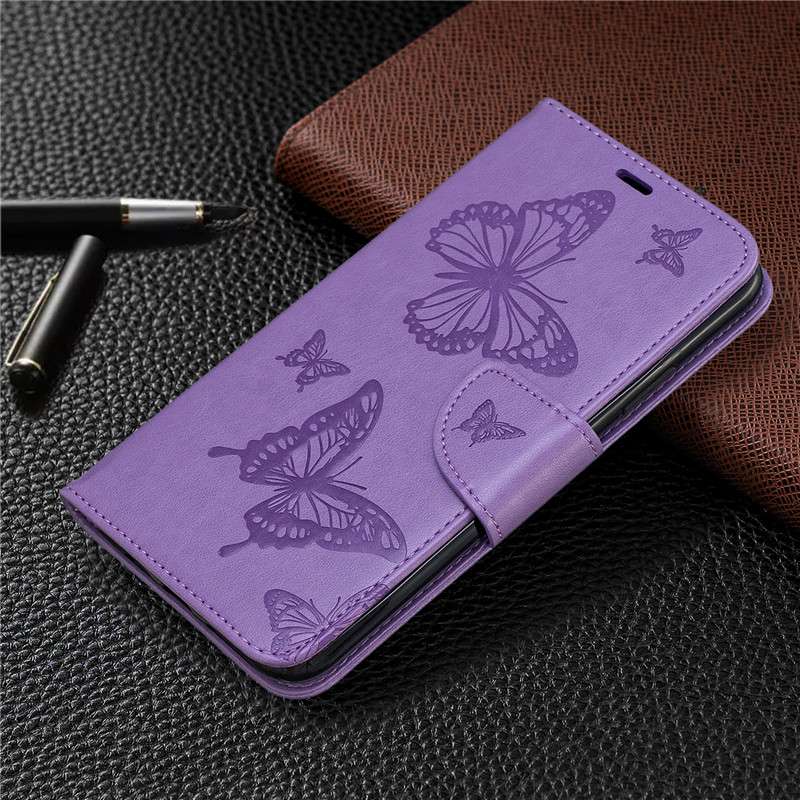 手帳型スマホケース 蝶々模様エンボス加工レザーiPhone用