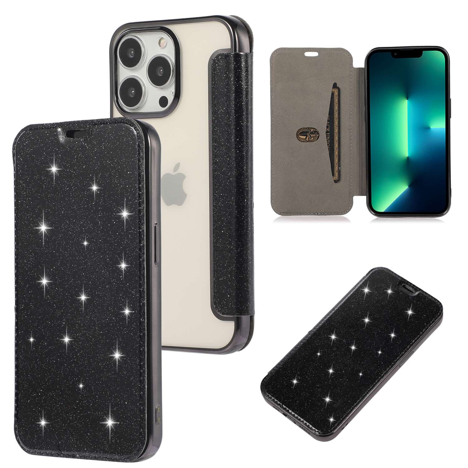  キラキラ輝く手帳型iphoneケース