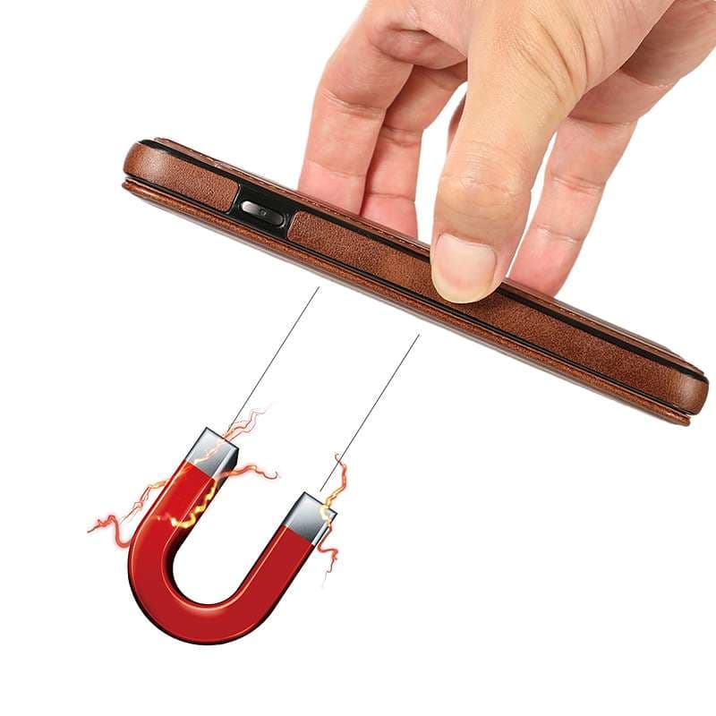 手帳型スマホケース 高級感漂う本革風フリップ式iphoneケース