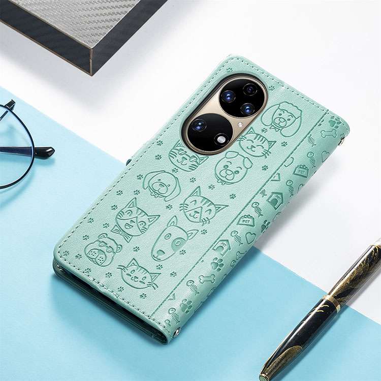 手帳型スマホケース ペット柄レザー