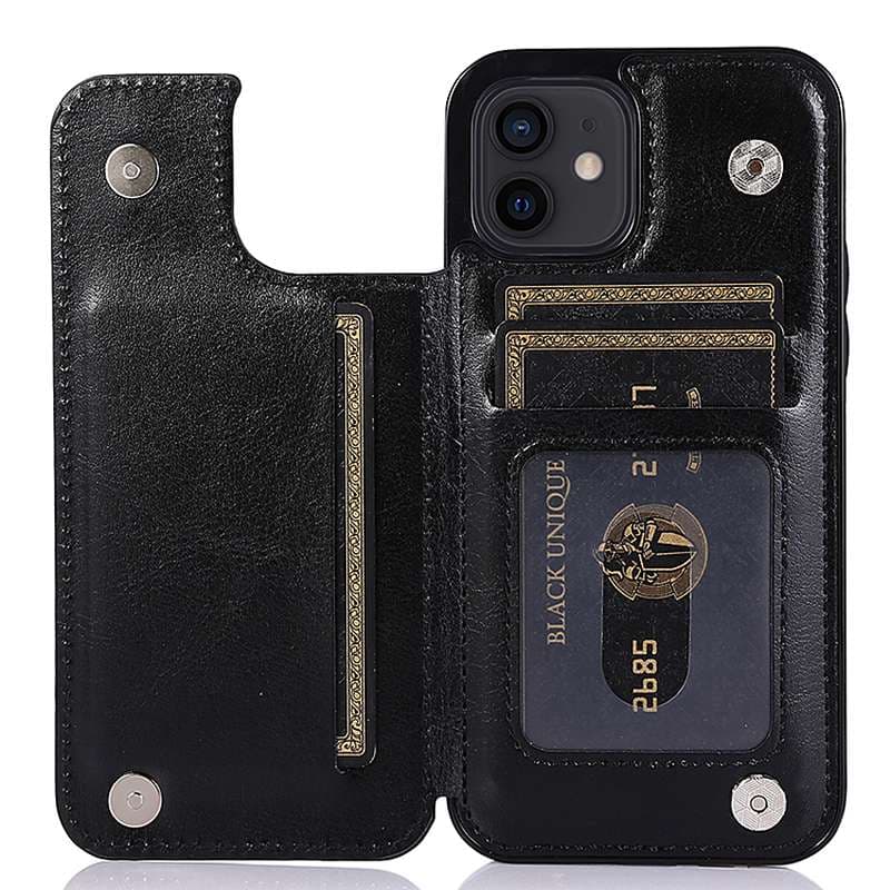 手帳型スマホケース 多機能カード収納付き革製手帳型iphoneケース