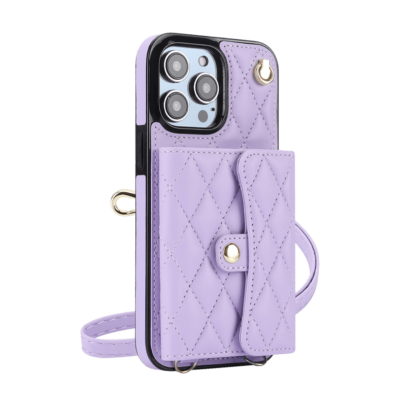 手帳型スマホケース キルティングレザー風ウォレットiPhoneケース