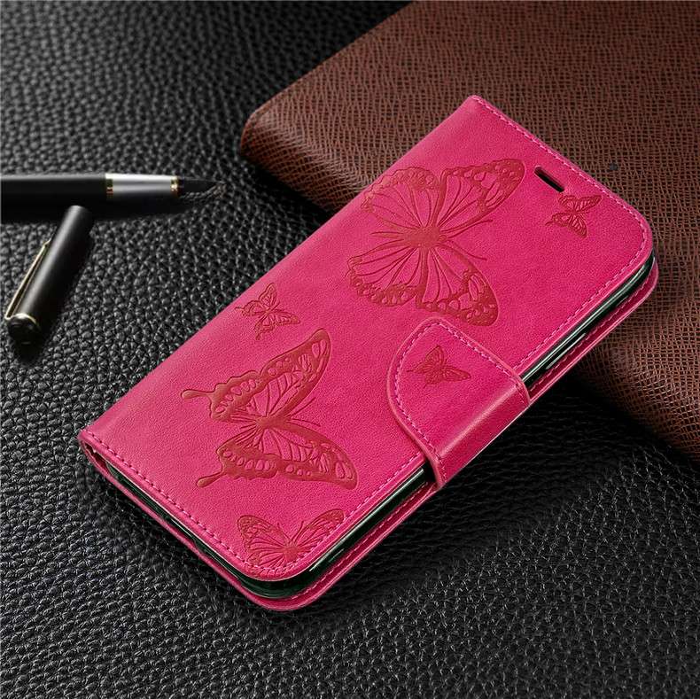 手帳型スマホケース 蝶々模様エンボス加工レザーiPhone用