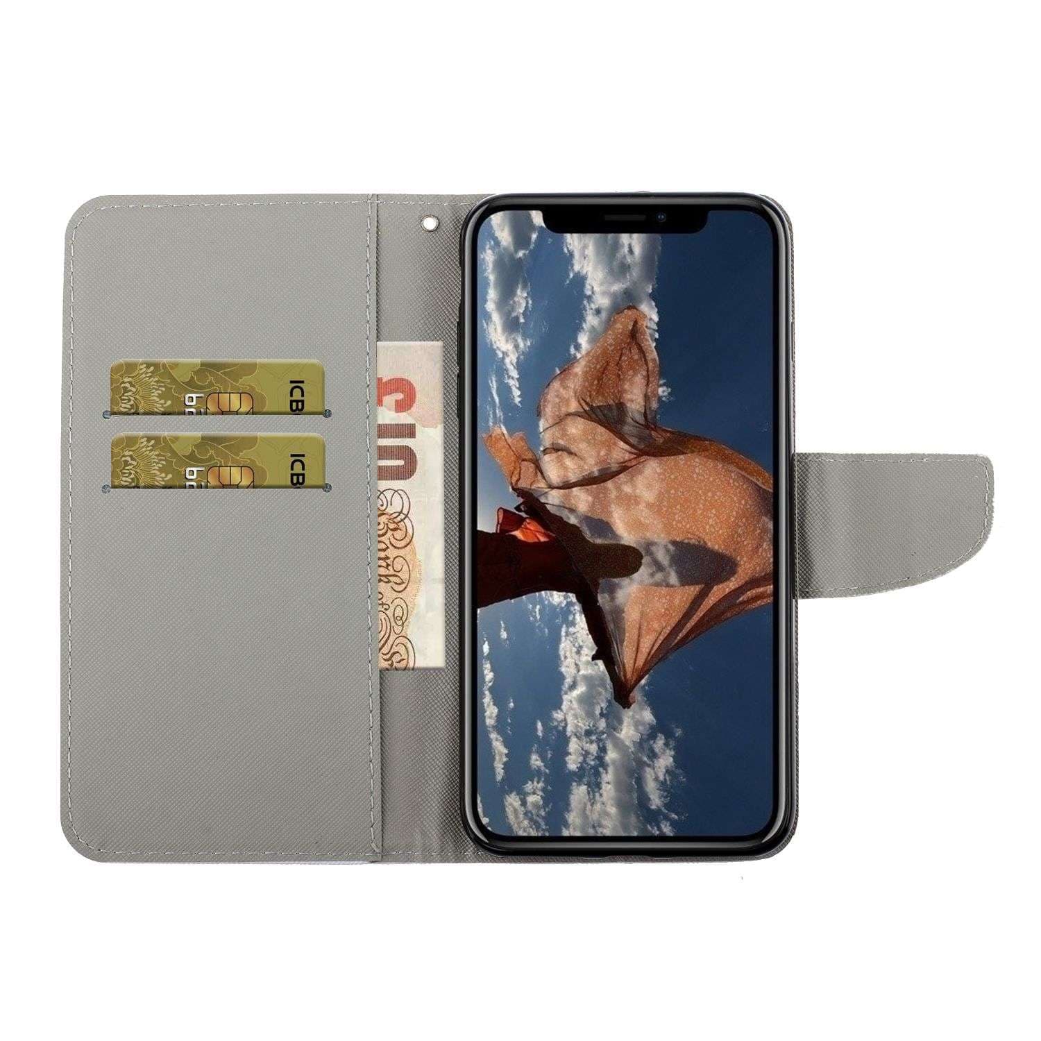 手帳型スマホケース 多彩な風景デザイン フリップウォレットiphoneケース