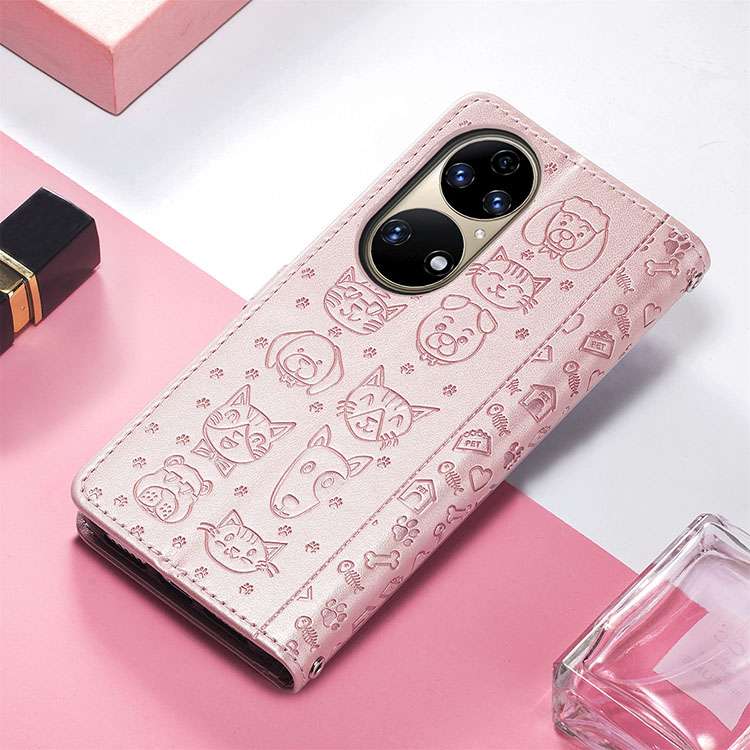 手帳型スマホケース ペット柄レザー