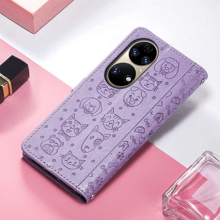 手帳型スマホケース ペット柄レザー