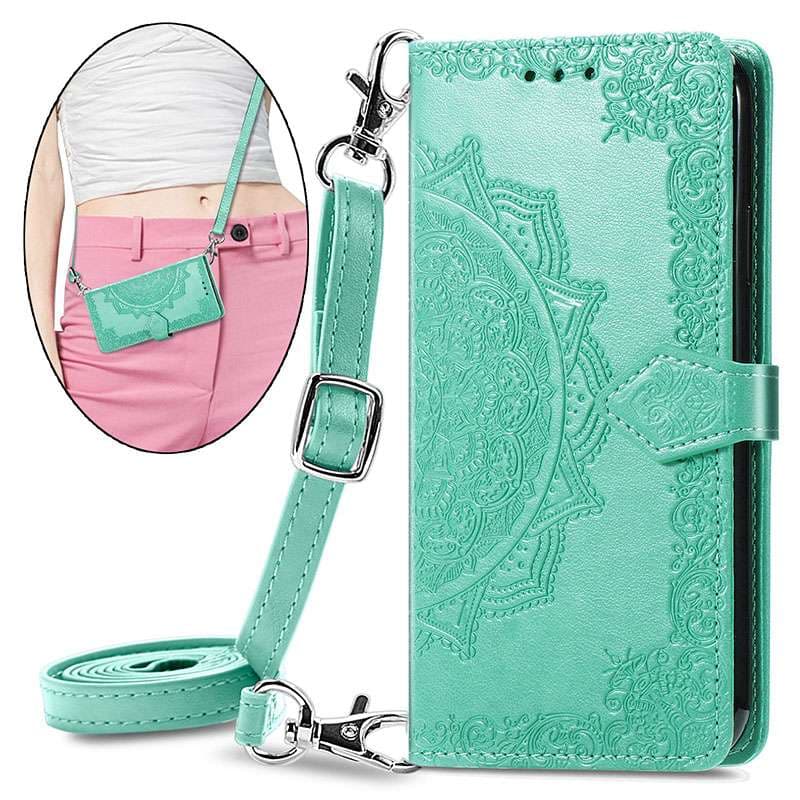 手帳型スマホケース OPPOスマホ用 刺繍柄レザーケース