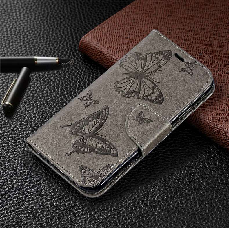 手帳型スマホケース 蝶々模様エンボス加工レザーiPhone用