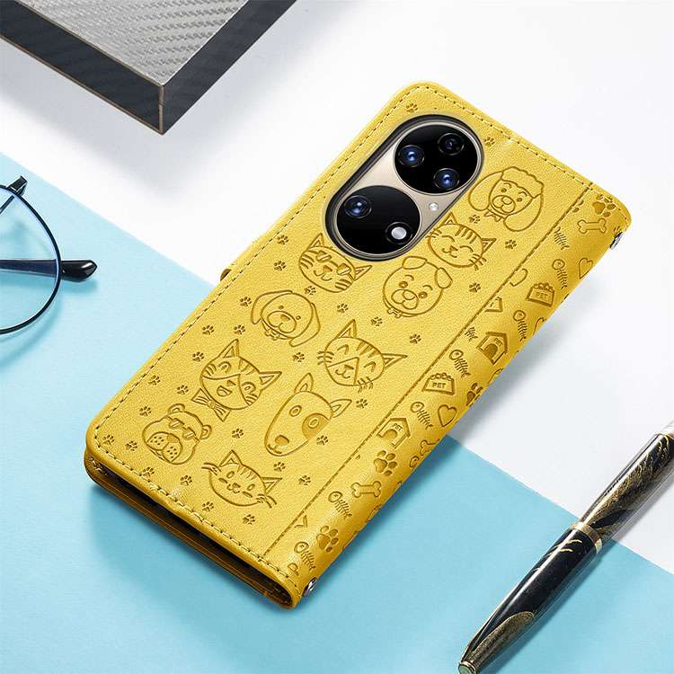 手帳型スマホケース ペット柄レザー