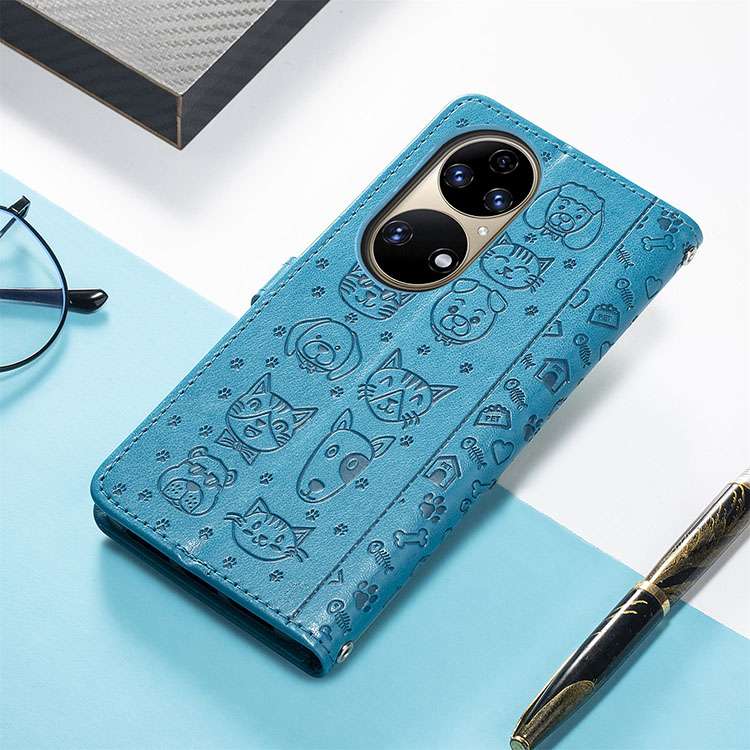 手帳型スマホケース ペット柄レザー