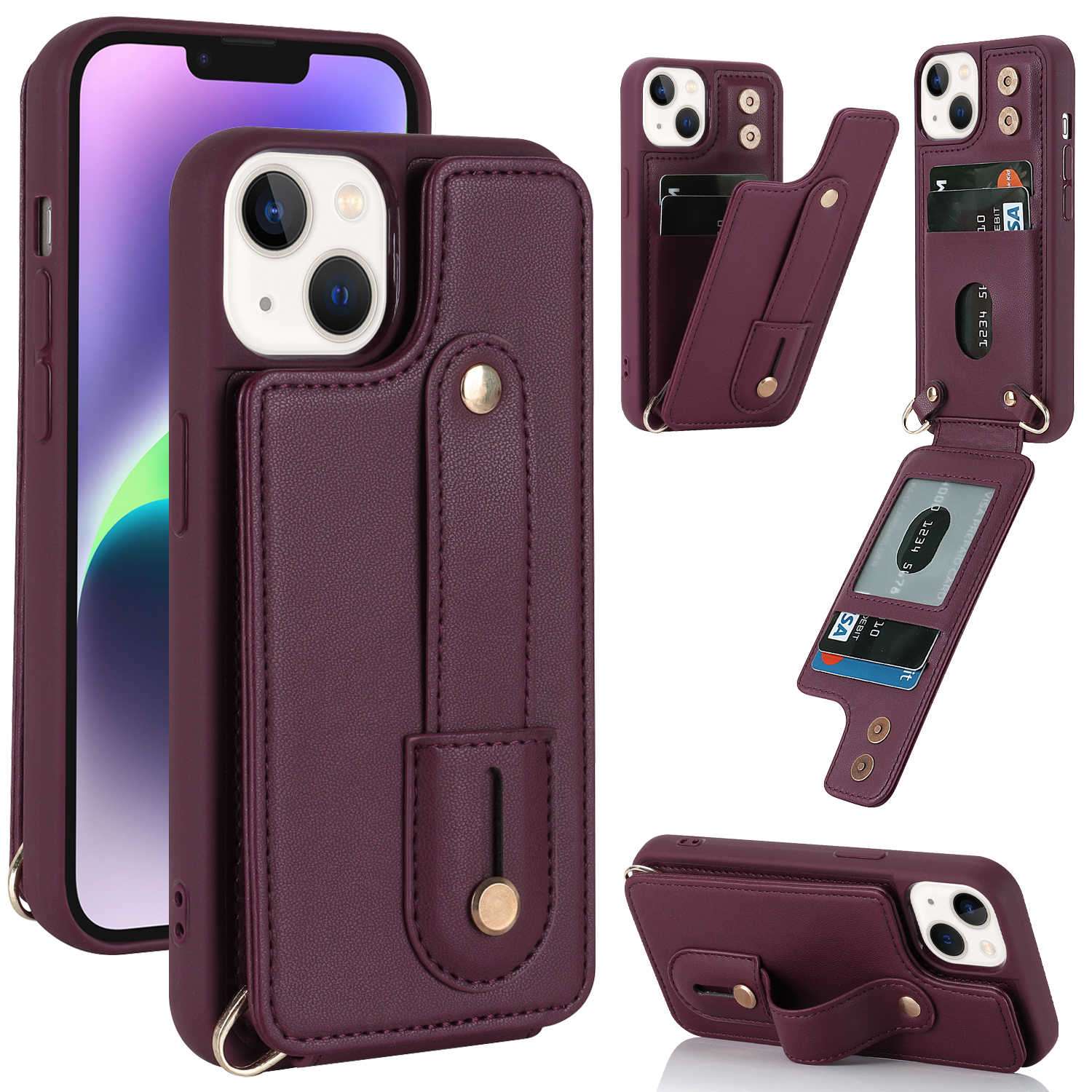 手帳型スマホケース 多機能クロスボディiphoneケース