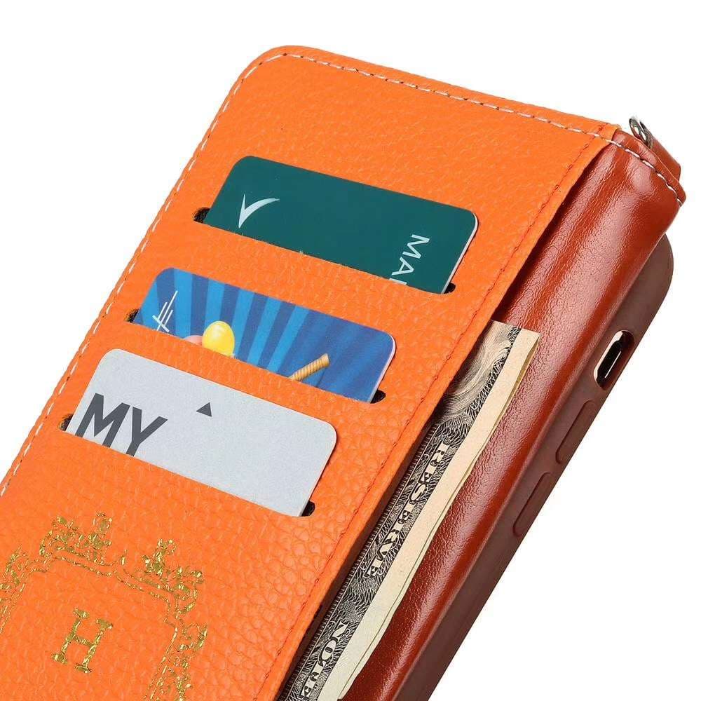 手帳型スマホケース タッセル付き高級レザーiPhoneケース