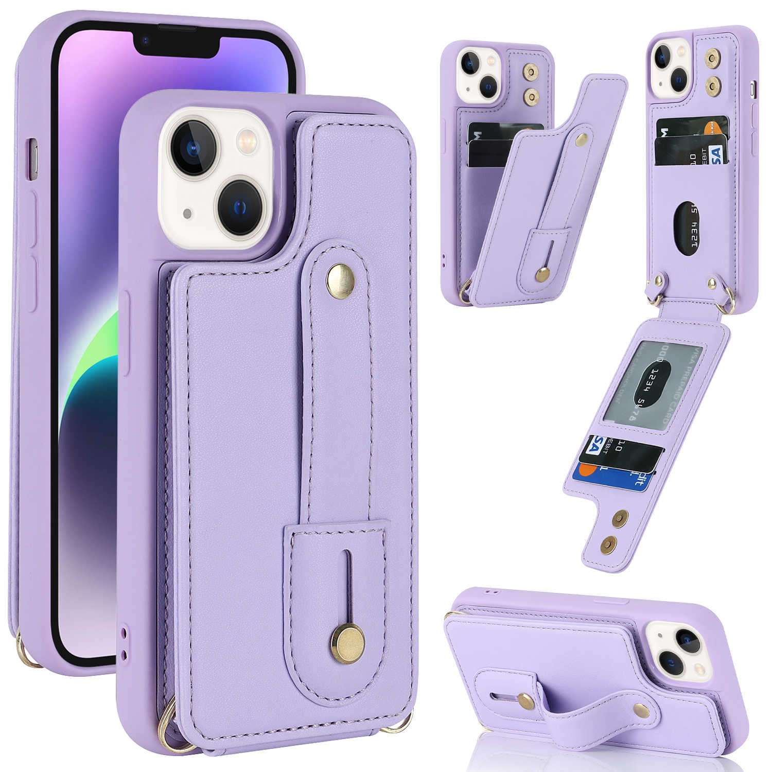手帳型スマホケース 多機能クロスボディiphoneケース