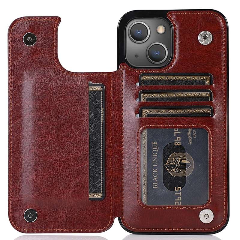 手帳型スマホケース 多機能カード収納付き革製手帳型iphoneケース