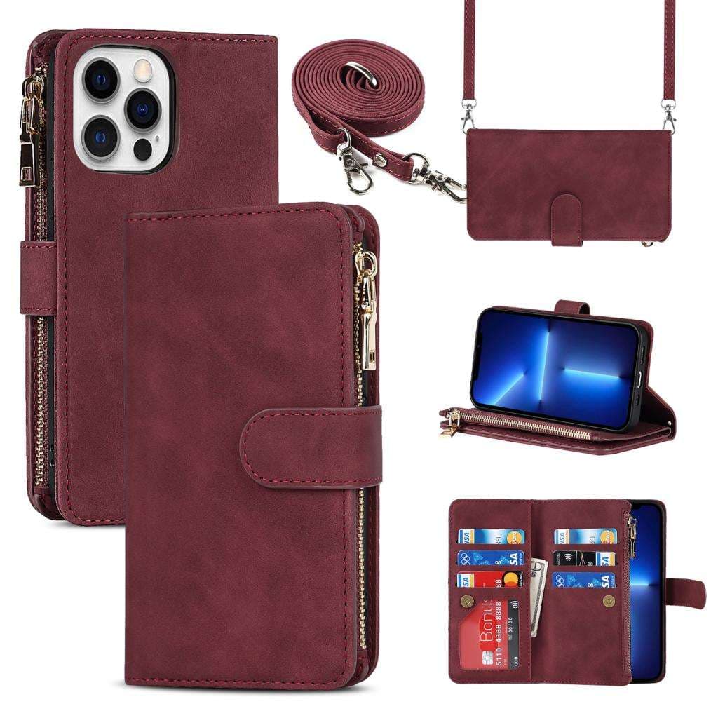 手帳型スマホケース 多機能財布型iPhoneスマホケース
