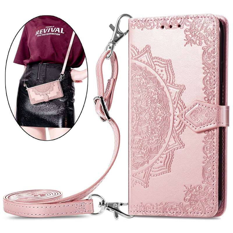手帳型スマホケース OPPOスマホ用 刺繍柄レザーケース
