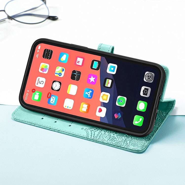手帳型スマホケース OPPOスマホ用 刺繍柄レザーケース