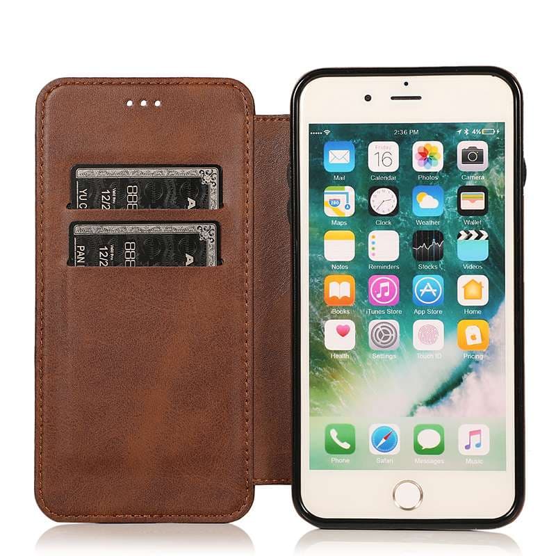 手帳型スマホケース 高級感漂う本革風フリップ式iphoneケース