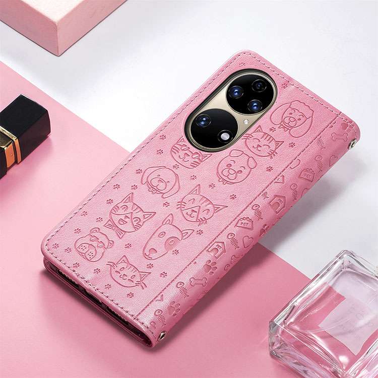 手帳型スマホケース ペット柄レザー