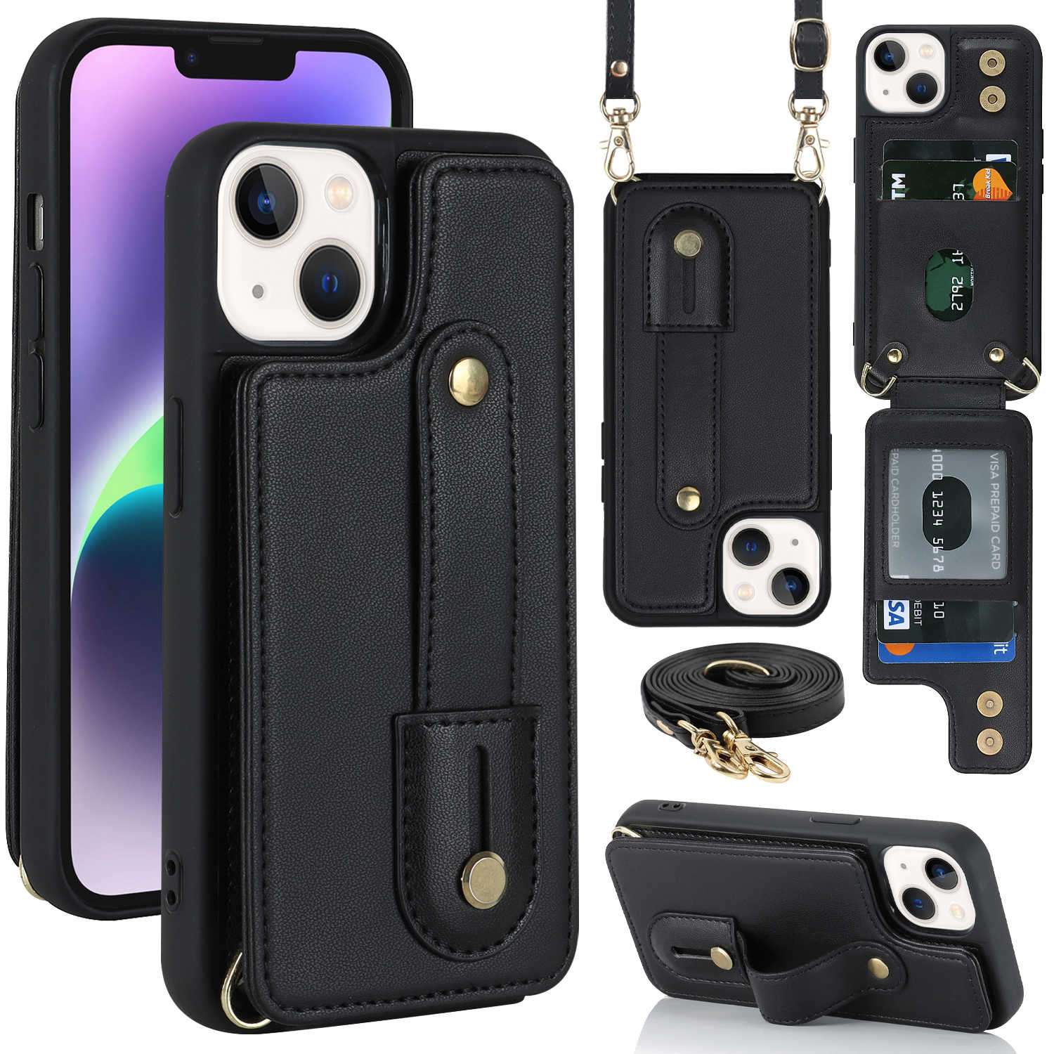 手帳型スマホケース 多機能クロスボディiphoneケース