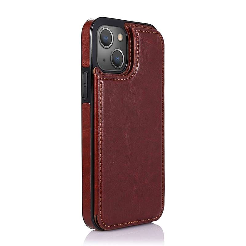 手帳型スマホケース 多機能カード収納付き革製手帳型iphoneケース