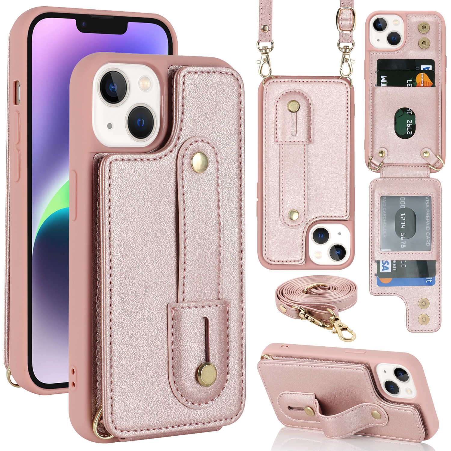 手帳型スマホケース 多機能クロスボディiphoneケース