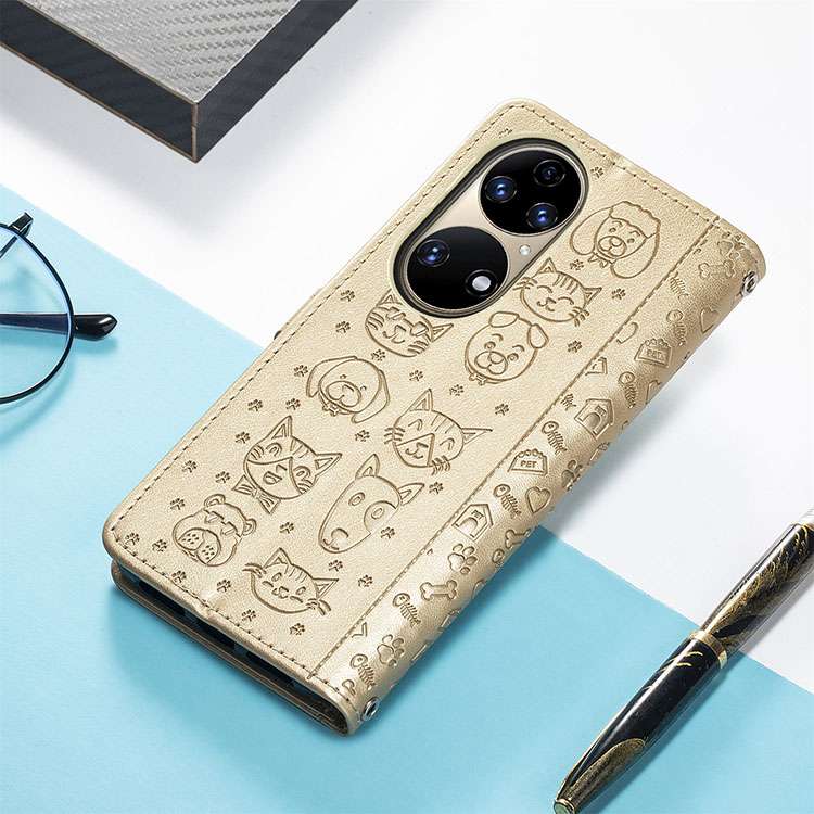 手帳型スマホケース ペット柄レザー
