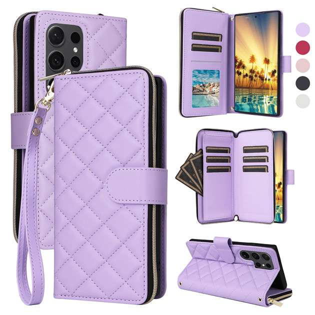 手帳型スマホケース 多機能キルティングiPhoneケース
