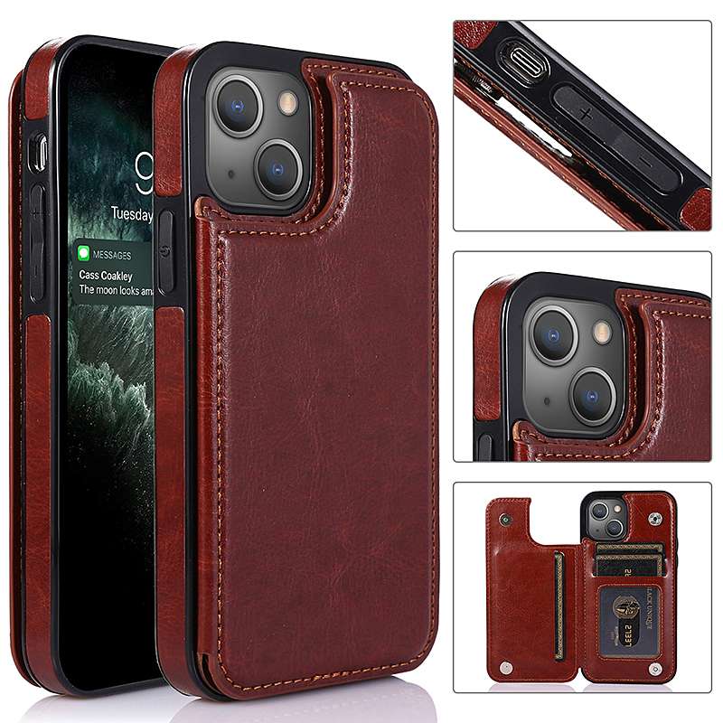 手帳型スマホケース 多機能カード収納付き革製手帳型iphoneケース