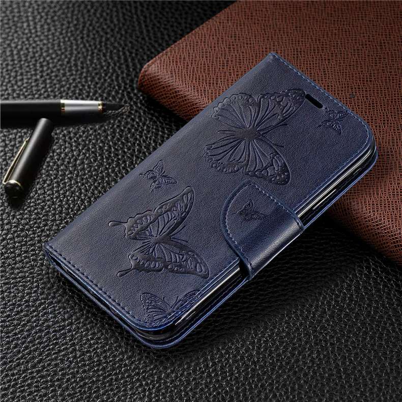 手帳型スマホケース 蝶々模様エンボス加工レザーiPhone用