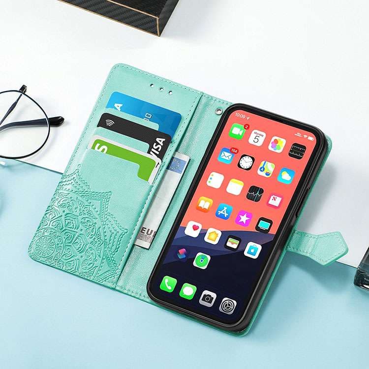 手帳型スマホケース OPPOスマホ用 刺繍柄レザーケース