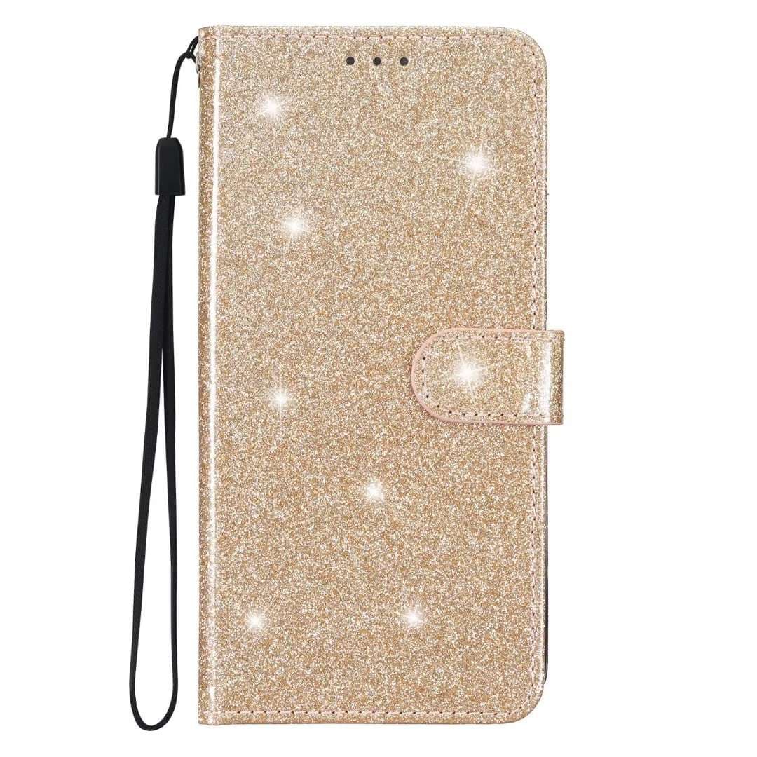 手帳型スマホケースiPhone キラキラグリッター