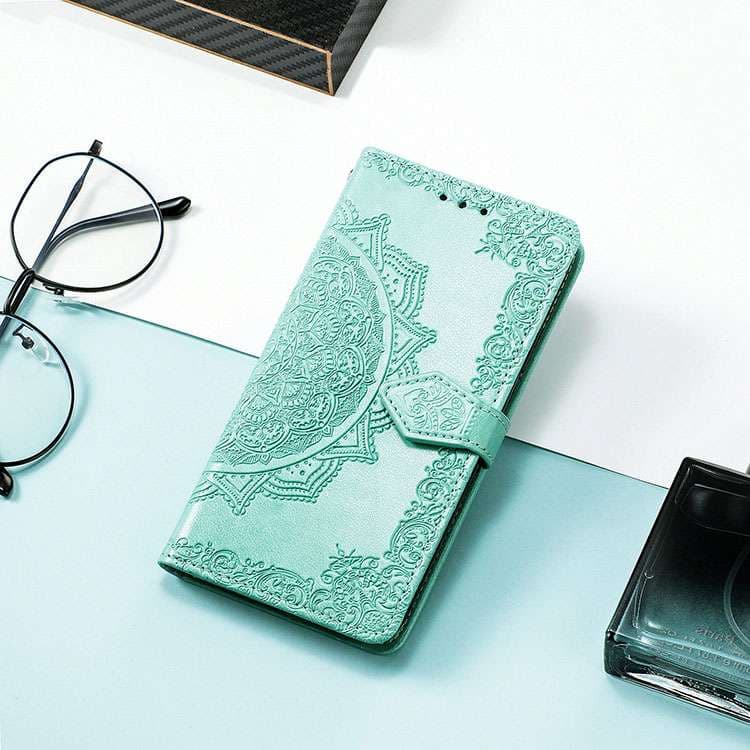 手帳型スマホケース OPPOスマホ用 刺繍柄レザーケース