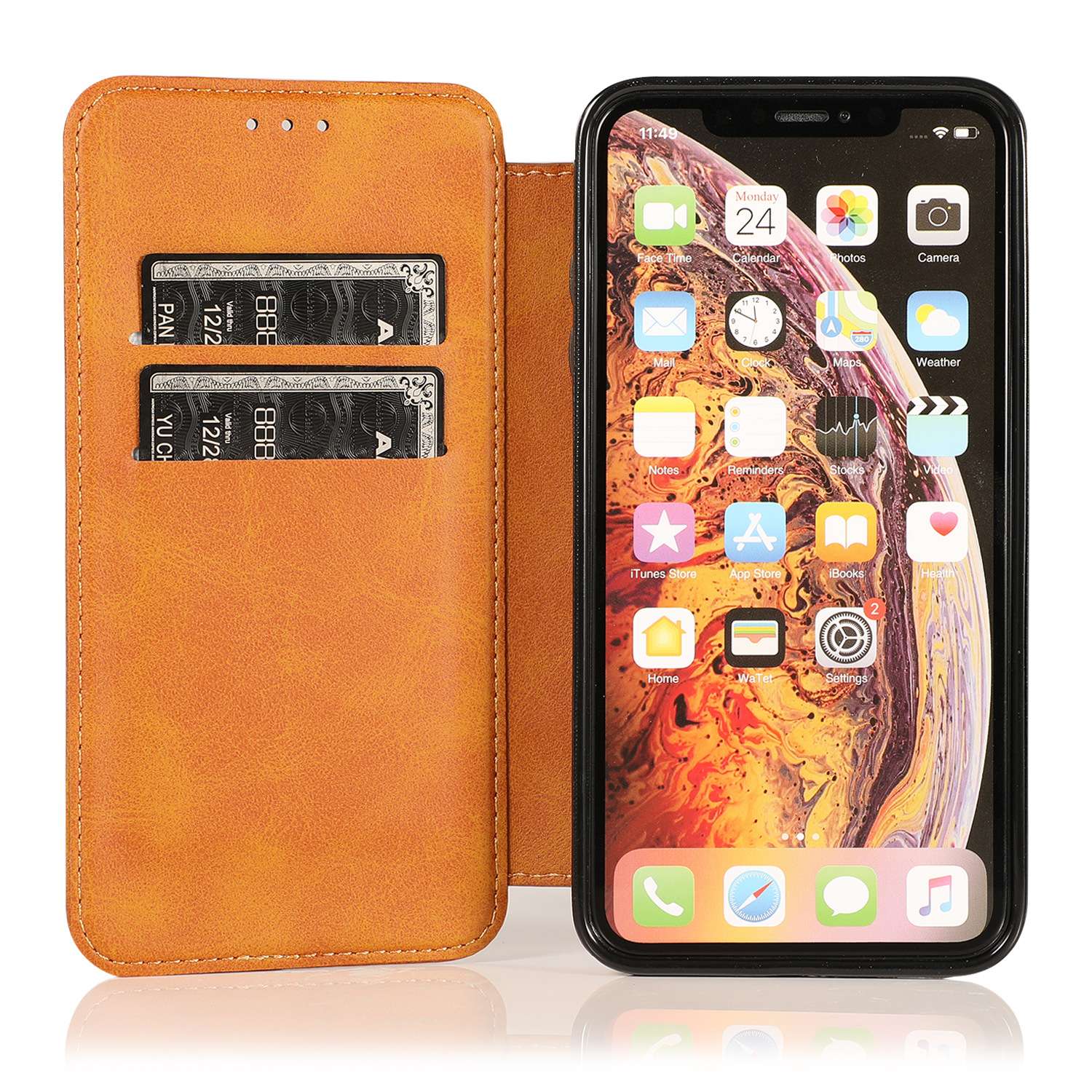 手帳型スマホケース 高級レザー多機能手帳型iphoneケース