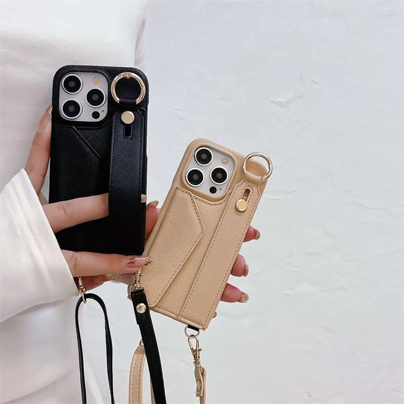 手帳型スマホケース クロスボディ型ストラップ付きiphoneケース